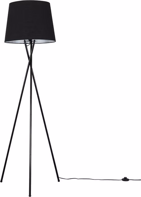 ValueLights Camden Tripod Floor Lamp with Fabric Cone Shade in Black