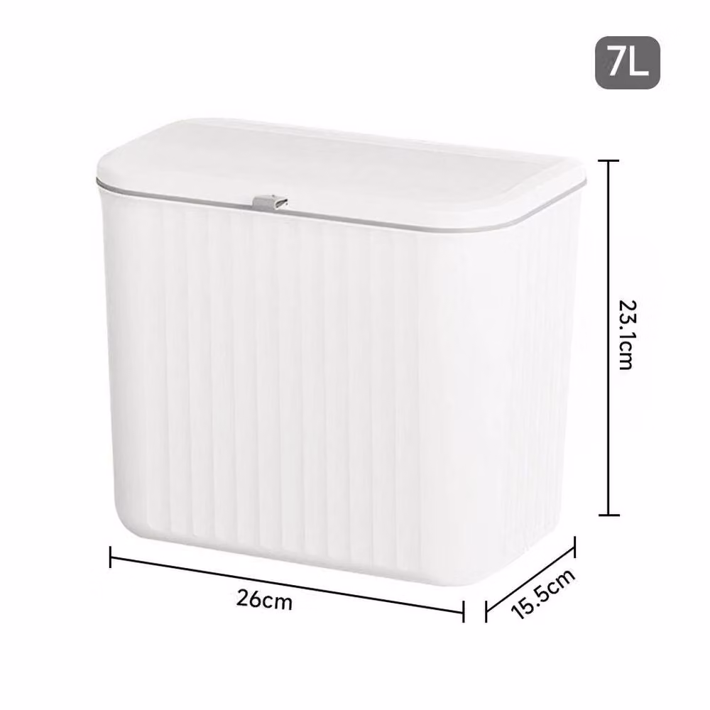 PAWNORA Hanging Kitchen Waste Bin with Flip Lid, White, 7 L – 2