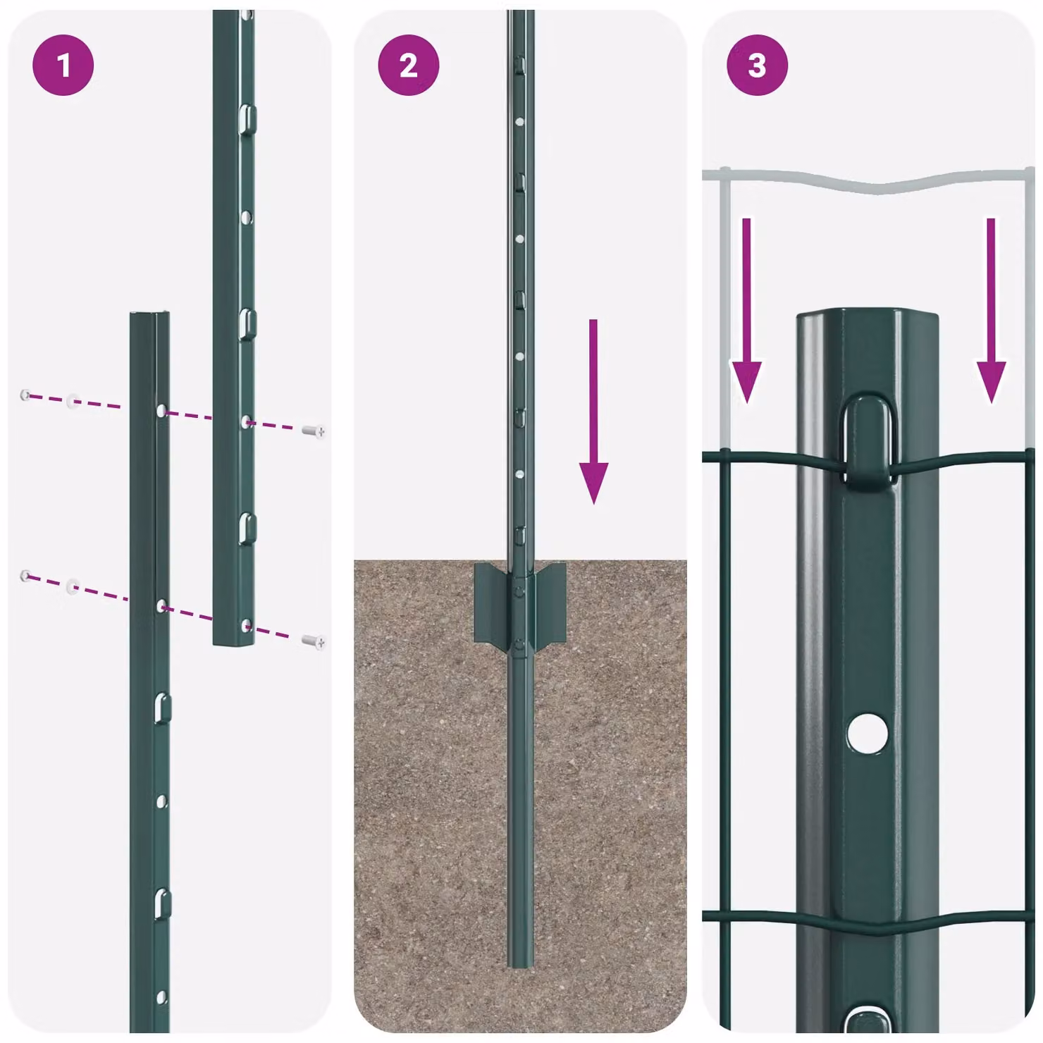Berkfield Home Garden Fence Set of 2, Green Powder-Coated Steel, W: 25 m, H: 1 m – 7