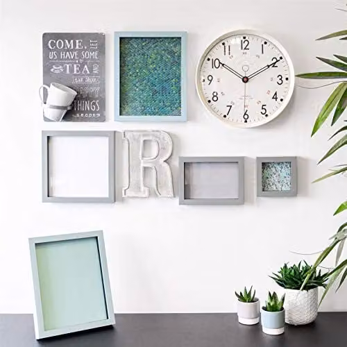 Nicola Spring Minimalist Square 3D Shadow Box Photo Frame, Grey, 10 x 10 cm – 3