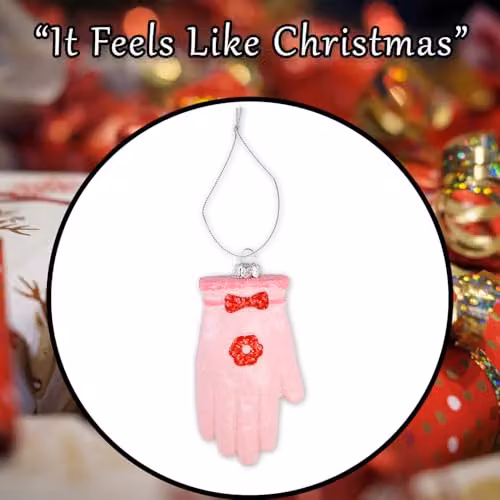 VFM e-Store Pink Glitter Glove Hanging Christmas Tree Ornament, W/D/H: 12.5 x 6 x 2.5 cm – 7