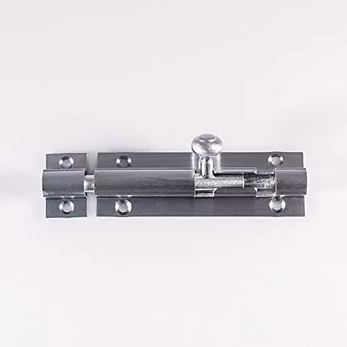 Loops Straight Barrel Surface Mounted Door Bolt Lock in Silver, 102 x 32 mm