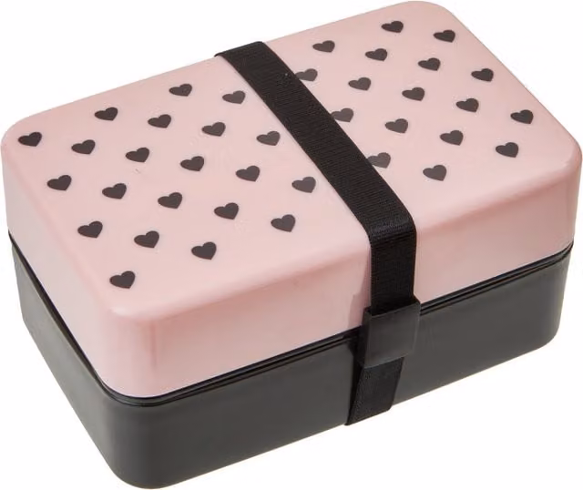 Orsina Pink and Black Leakproof Stackable Plastic Lunch Box with Compartments and Cutlery