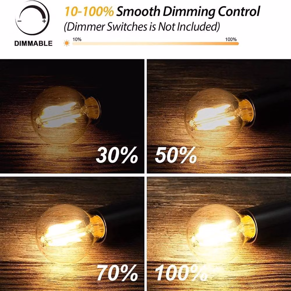 VOGREX 12 Pack Dimmable 4W LED Globe Filament Light Bulbs, Warm White, E27, Transparent – 3