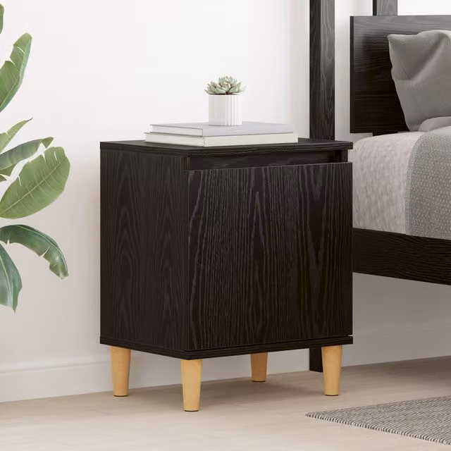 Berkfield Home Black Oak Nightstand, Black, W/D/H: 40 x 30 x 50 cm