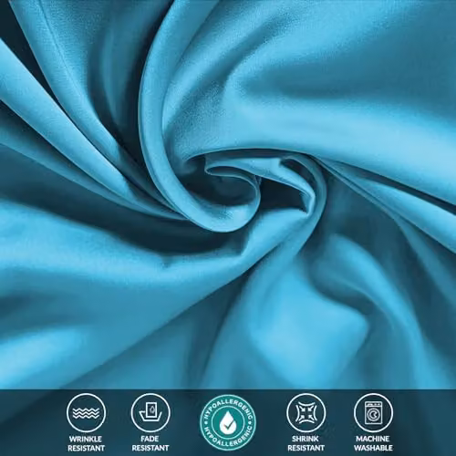 Pamposh Petrol Mako Satin Silk Pillowcases, 4 Pack, W/H: 50 x 75 cm – 3