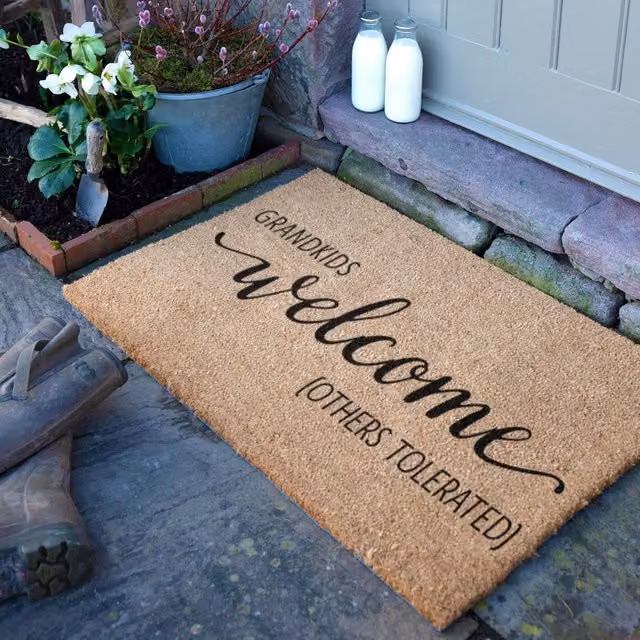 Artsy Mats Grandkids Welcome Others Tolerated Doormat, Brown, W: 90 cm, D: 60 cm – 1
