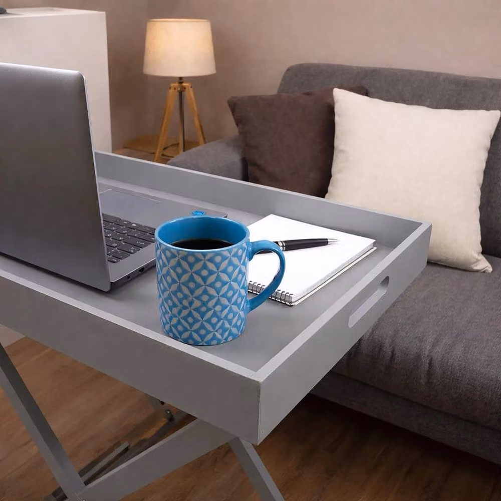 EONLION Grey Folding Tray Table with Removable Tray, Width: 100 cm – 3