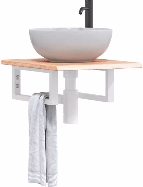 Berkfield Home Wall Mounted Basin Shelf in Brown Oak and Steel