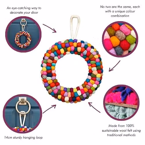 Paper High Multicoloured Hanging Christmas Wreath – 2
