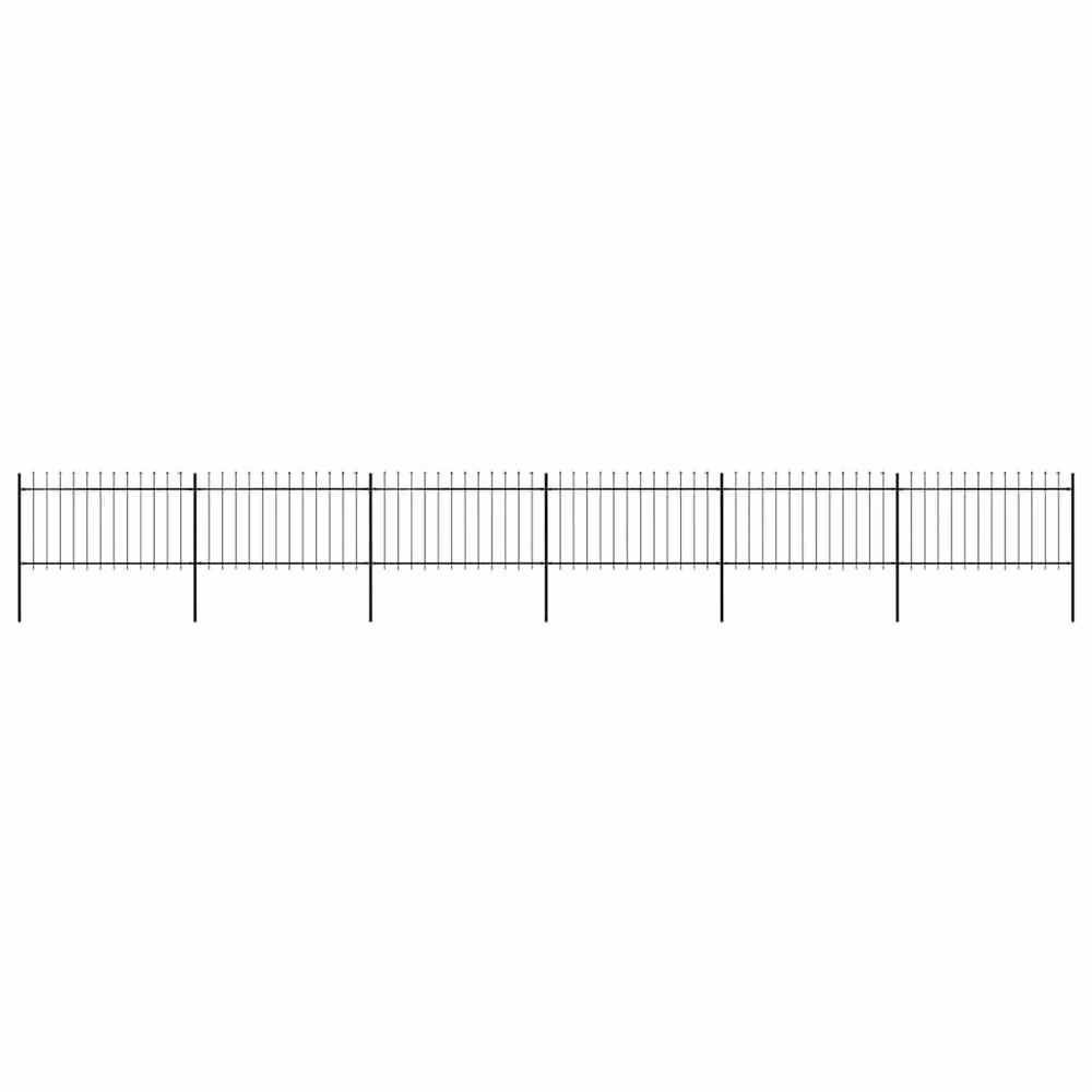 Berkfield Home Elegant Spear Top Steel Garden Fence, Black, W: 10.2 m, H: 1 m