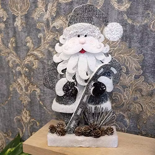Shatchi Grey and Silver Glitter Foam Santa Christmas Tabletop Figure, Height: 32 cm – 2