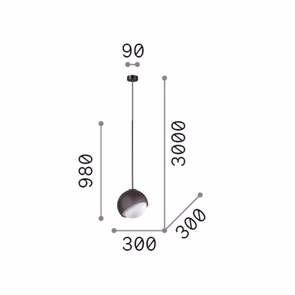 Netlighting Bloom 30cm Globe Pendant Ceiling Light in Black with E27 Bulb Holder – 2