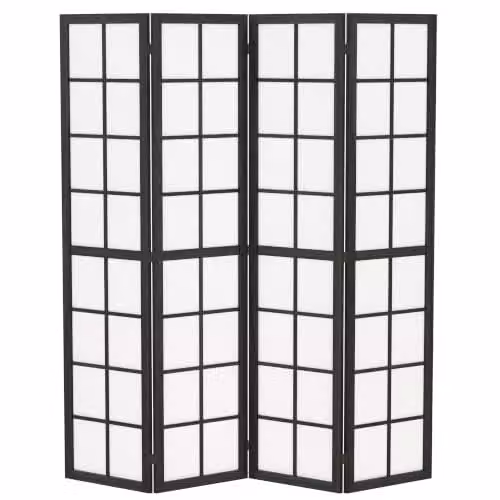 HOMCOM 4 Panel Folding Room Divider Privacy Screen in Black, W/H: 170 x 160 cm