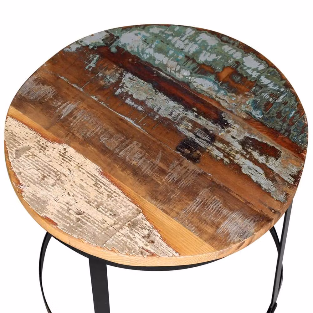 Berkfield Home Two Piece Round Coffee Table Set in Brown Reclaimed Wood – 3