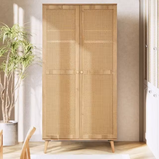 Swish Furniture Manila Rattan 2 Door Double Wardrobe in Oak