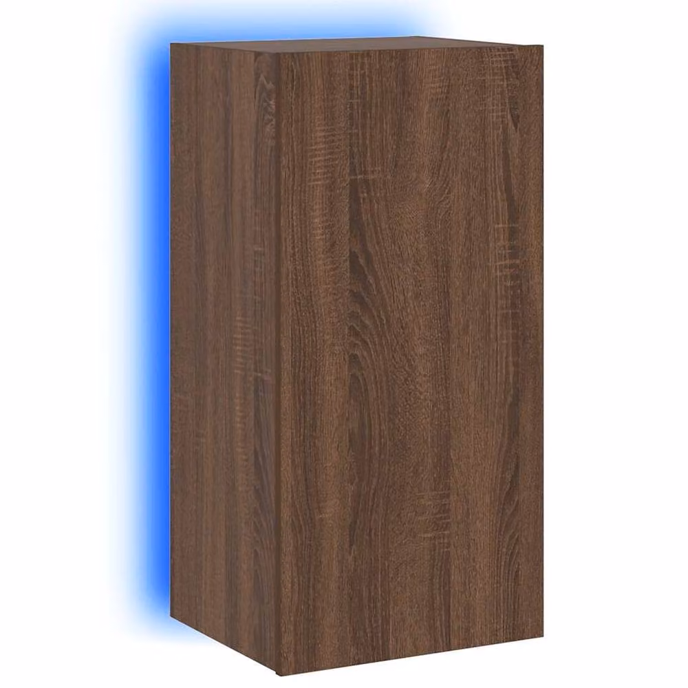 Berkfield Home Modern TV Wall Cabinet with LED Lights in Brown Oak, W: 40.5 cm, D: 35 cm, H: 80 cm – 3