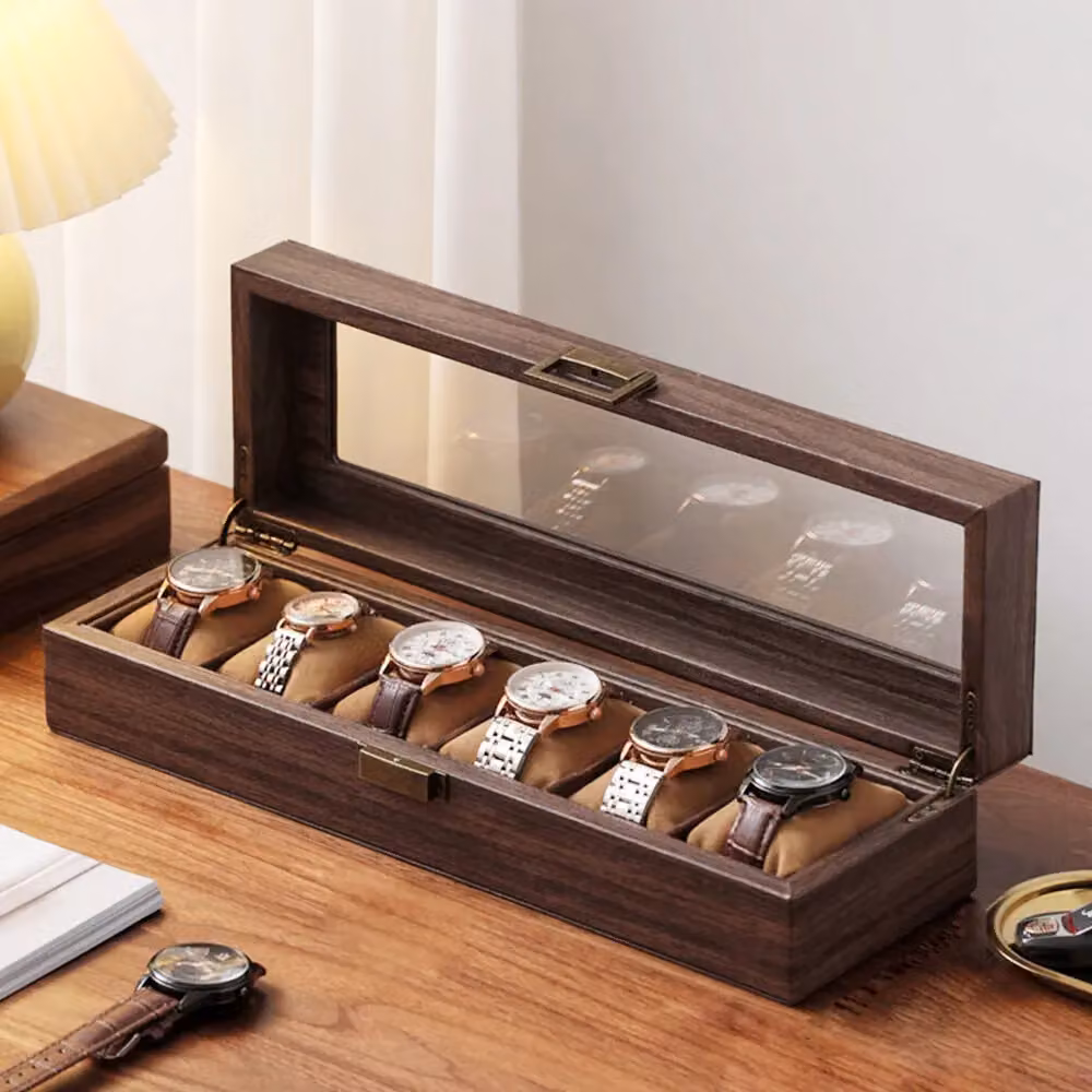 Xample Luxury PU Leather 10 Grid Watch Display Case and Storage Organizer Box in Brown – 2
