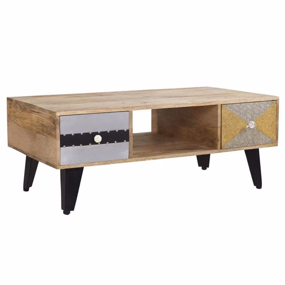 Wyld Haus Kokkola Reclaimed Wood Coffee Table with 4 Drawers in Brown, W/D/H: 110.0 x 45.0 cm – 2