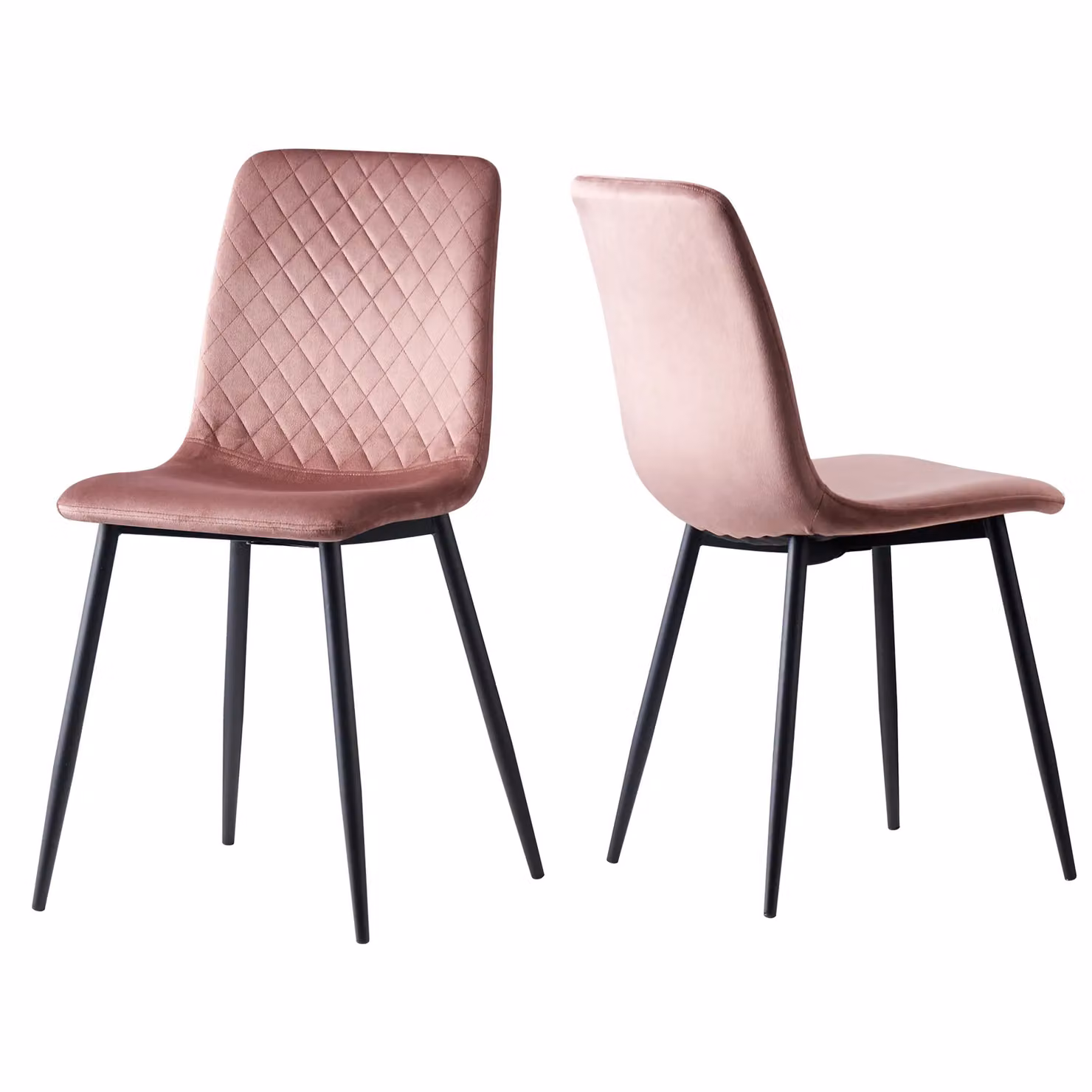 MCC Direct Lexi Set of 4 Pink Velvet Fabric Upholstered Dining Chairs – 2