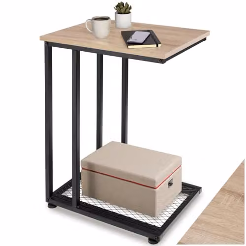 tectake Eton Bedside Table in Industrial Style, Oak, W/D/H: 48 x 35 x 66 cm