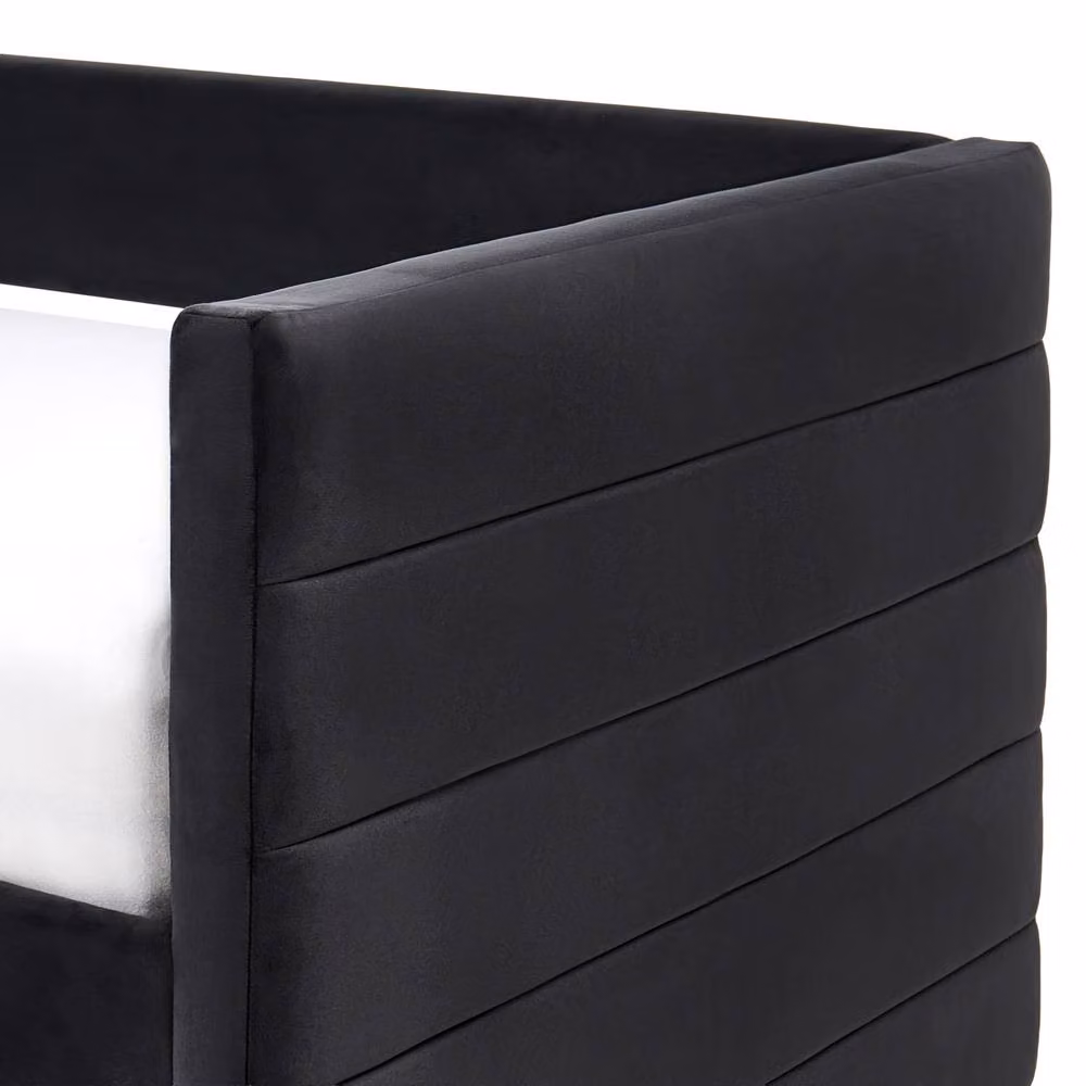Wyld Haus Black Velvet Daybed with Drawers, W/D/H: 90 x 200 cm – 5