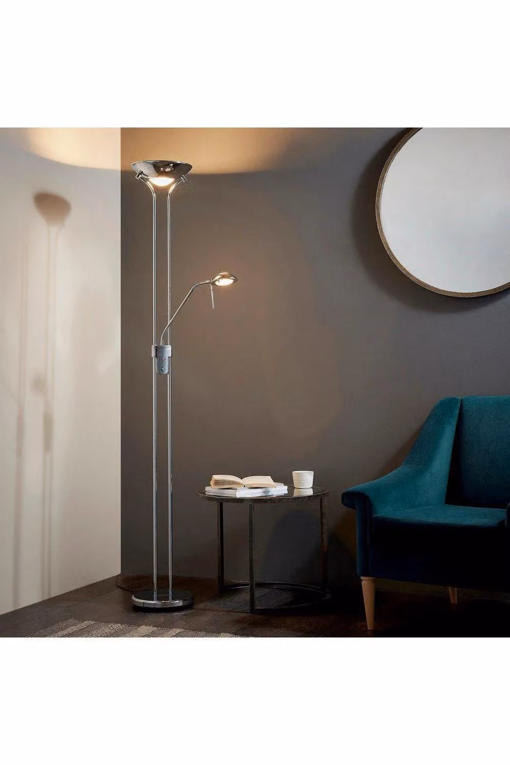 Netlighting Rome Floor Lamp in Chrome and Grey with Opal Glass and G9 Socket – 2