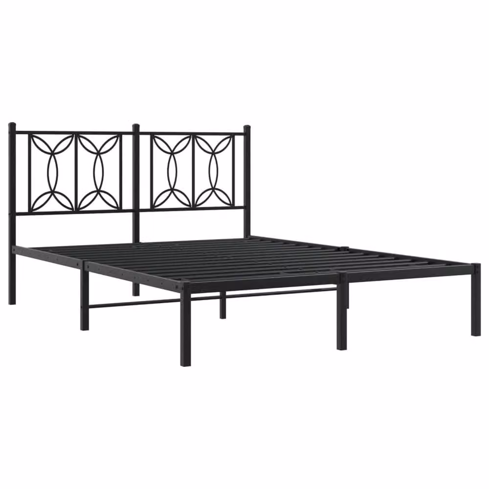 Berkfield Home Metal Bed Frame with Headboard, Black, W: 135 cm, L: 190 cm – 2