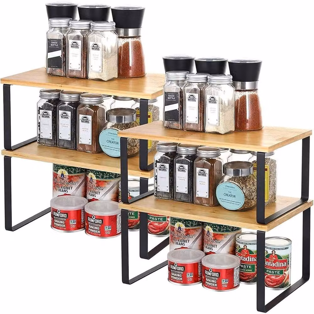 KORVIXA Black Set of 4 Modern Kitchen Cupboard Shelf Organiser Inserts – 2