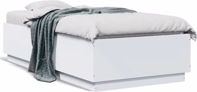 Berkfield Home Single Bed Frame in White, W/D/H: 90 x 190 x 40 cm