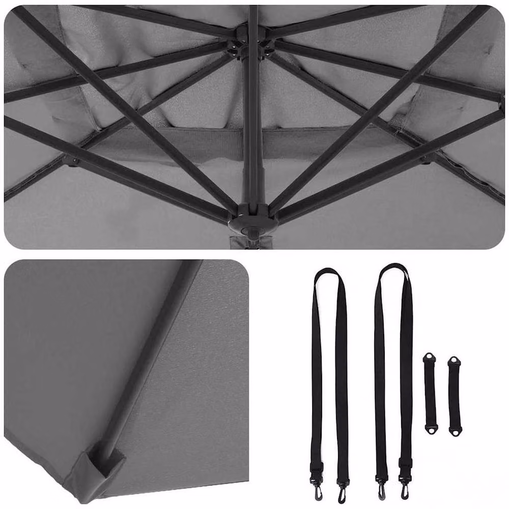 Berkfield Home Modern Cantilever Umbrella in Anthracite Polyester and Steel – 4