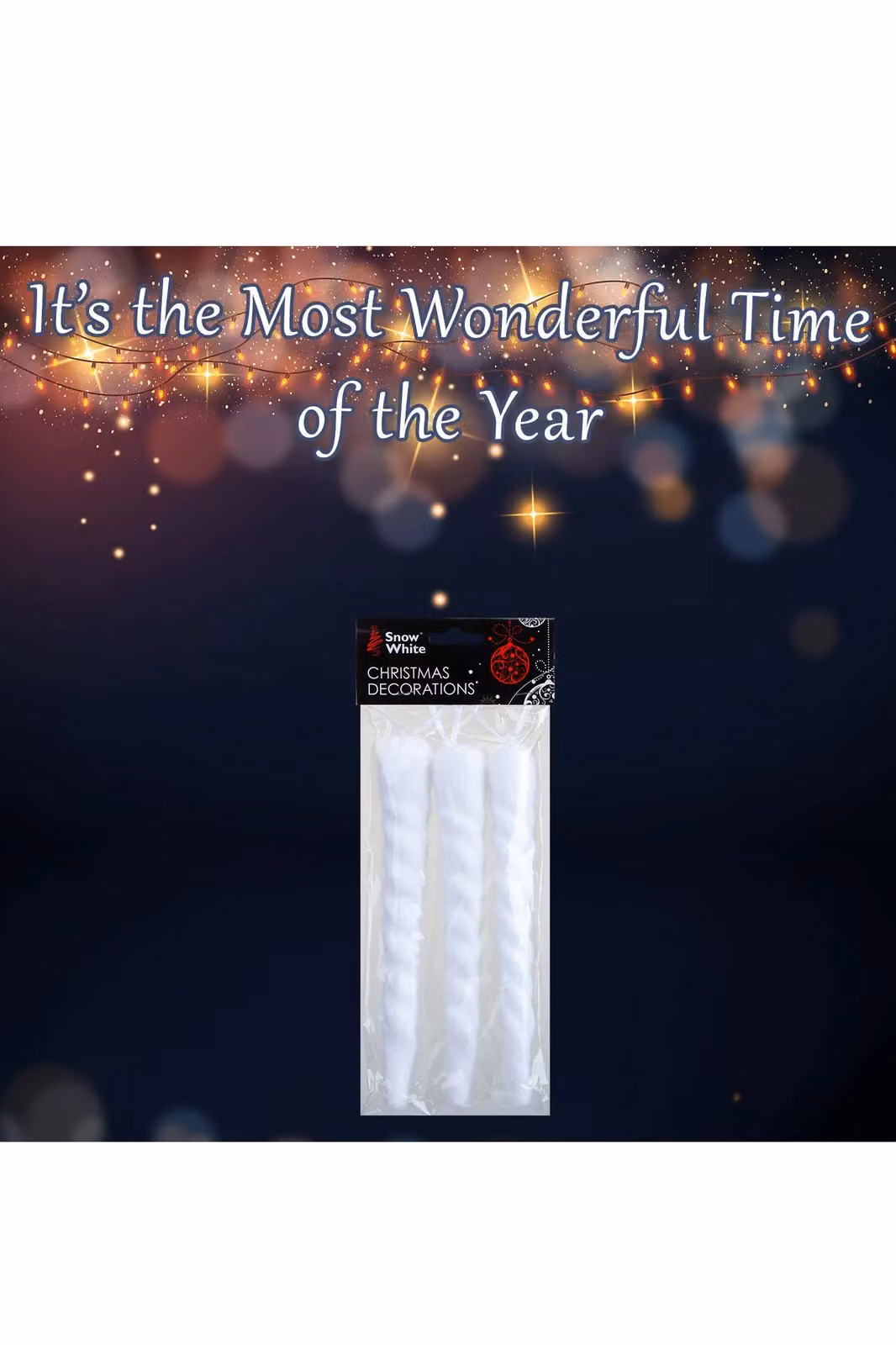 VFM e-Store White Icicle Christmas Hanging Decorations, Pack of 3, 20 cm – 3