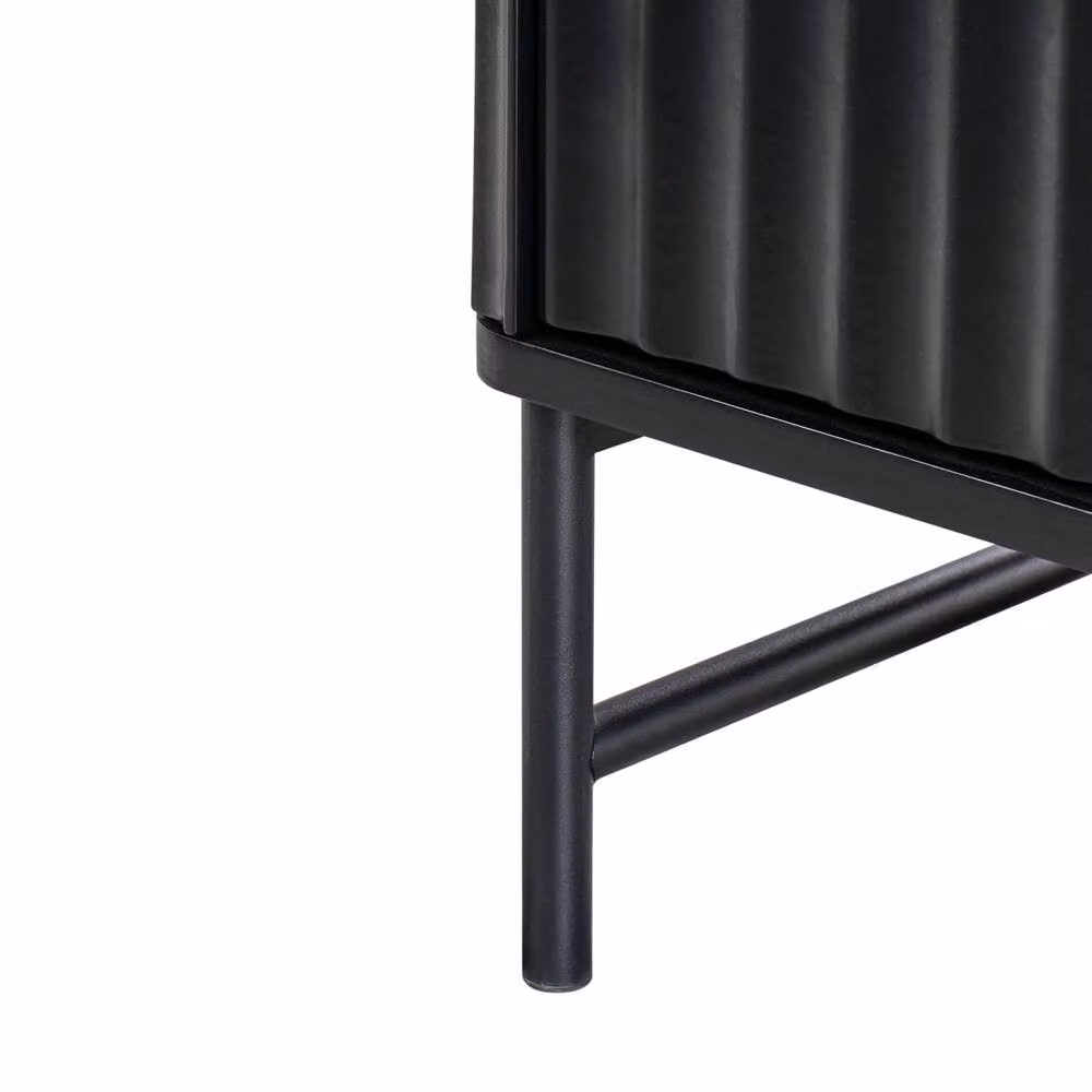 Wyld and Coco Modern Black Lacquered Wall-Mounted Bedroom Nightstand with Drawers – 6