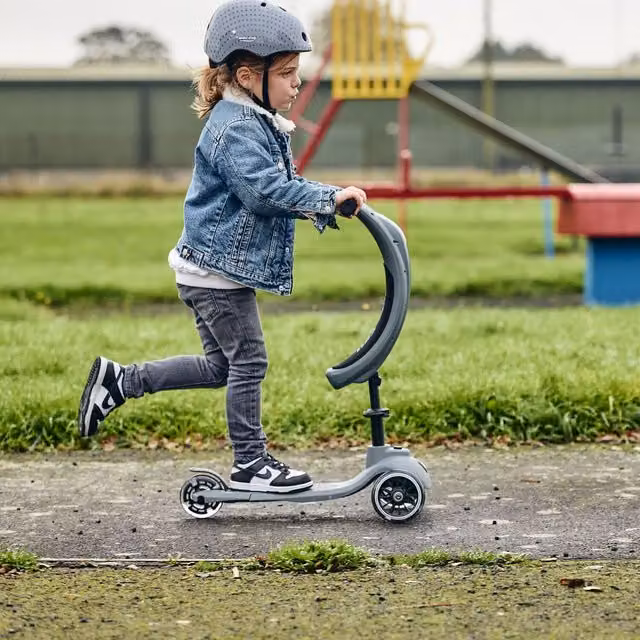 Kick and Go Thunder Cloud Scooter with Push Handle in Grey