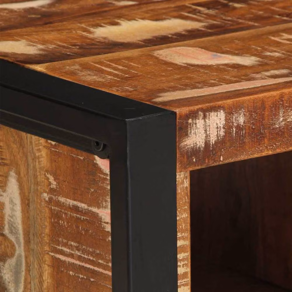 Berkfield Home Multicolour Reclaimed Solid Wood Coffee Table W: 90 cm, D: 50 cm, H: 36 cm – 4