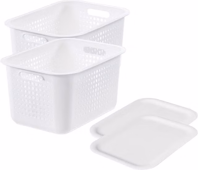 SmartStore 2-Pack Recycled Plastic Storage Boxes with Lids, White, 13 l