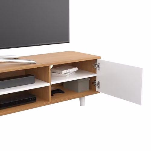 AVF Large White Wood TV Cabinet with Adjustable Soundbar Shelf, W: 200 cm – 4
