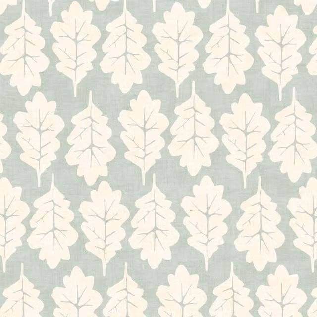 iLiv Oak Leaf Floral Cotton Fabric in Duckegg Blue and Green