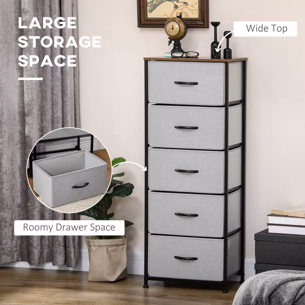STILVORA Modern Grey Chest of Drawers with Metal Frame – 3