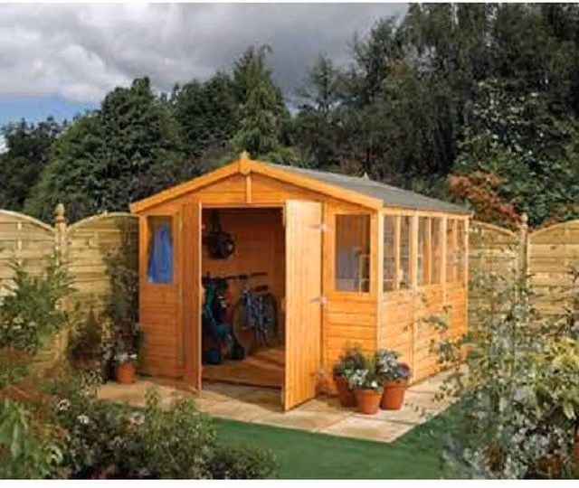 Rowlinsons Workshop Range Shed in Brown, W288 x D457.2 x H235 cm – 2