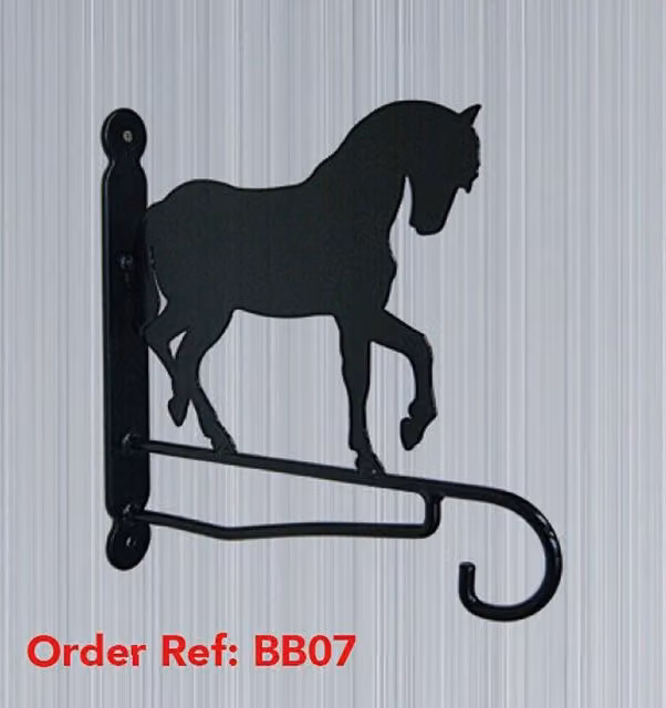 Poppyforge Horse Feature Steel Hanging Basket Holder and Planter, Black, H: 33 cm