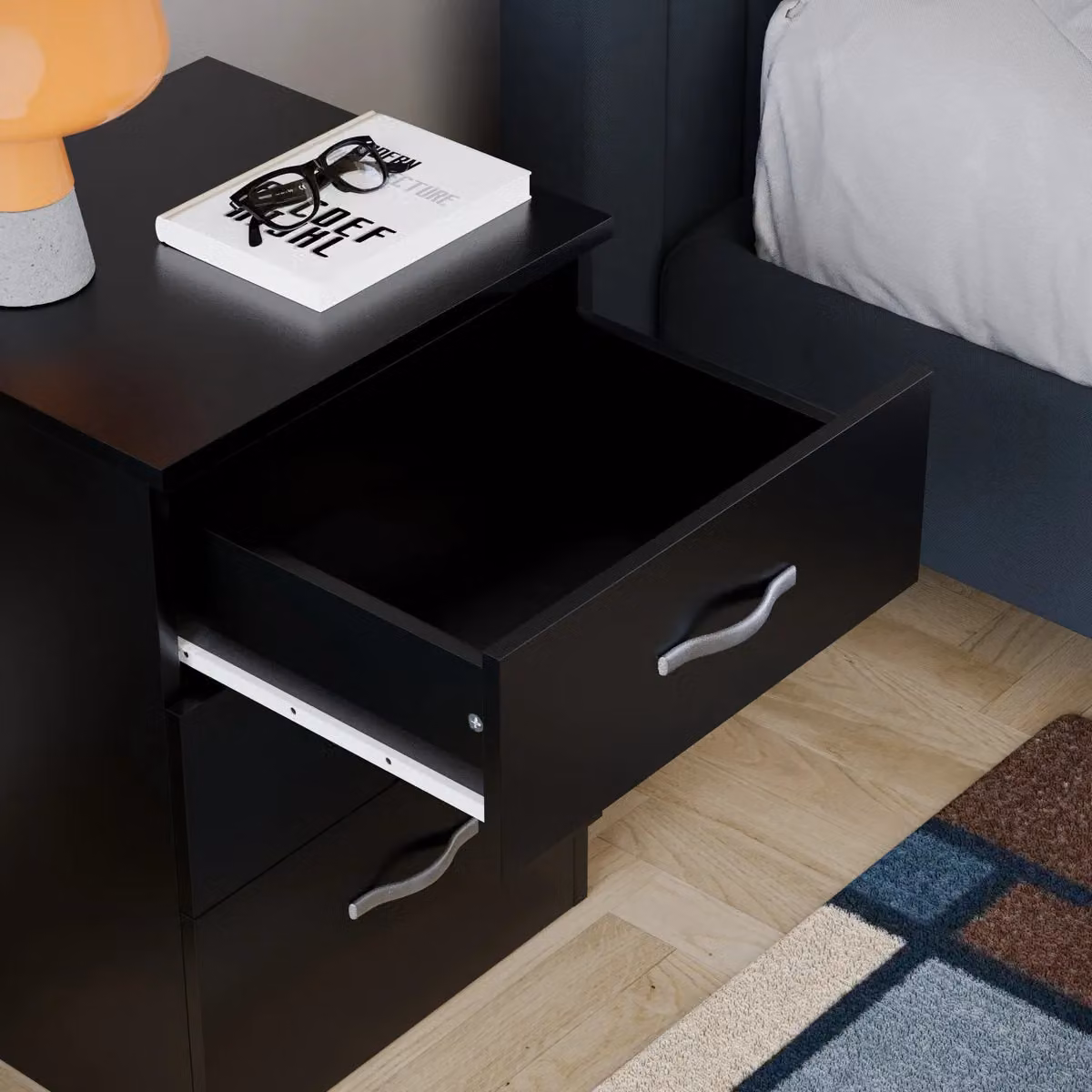 Vida Designs Riano 3 Drawer Bedside Cabinet in Black – 5