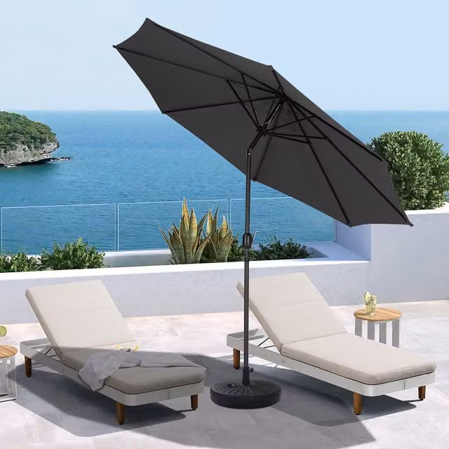 Livingandhome Black Freestanding Garden Parasol with Central Pole