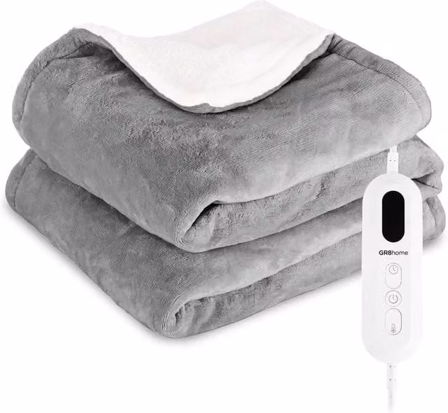 Gr8 Home Electric Heated Blanket in Grey, W: 160 cm, D: 130 cm – 1