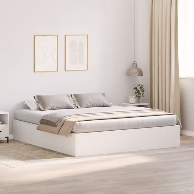 Berkfield Home White Wood King Size Storage Bed Frame
