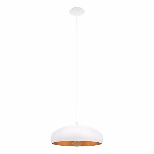 Eglo Mogano 1 Vintage Industrial Pendant Light, White and Copper, W/D/H: 40 x 40 x 110 cm – 1
