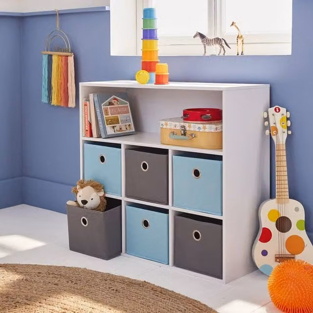 sweeek Scandinavian Style Storage Unit with 6 Baskets in Blue, W/D/H: 70 x 29.5 x 154 cm – 1