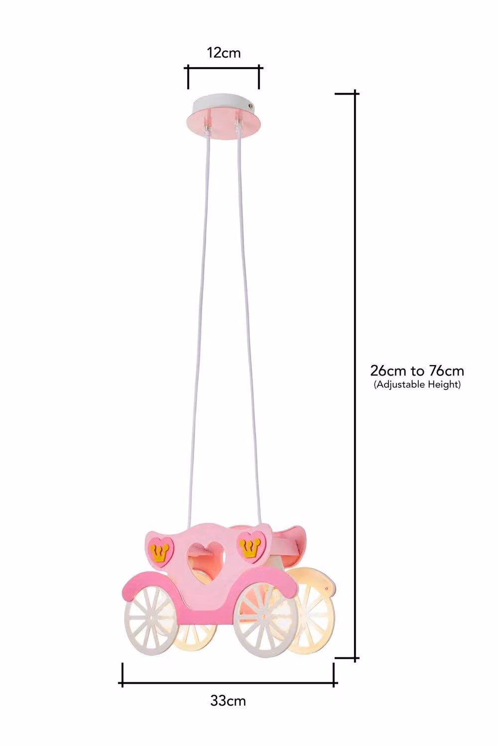 BHS Lighting Glow Princess Carriage Suspended Ceiling Pendant Light in Pink and White – 2