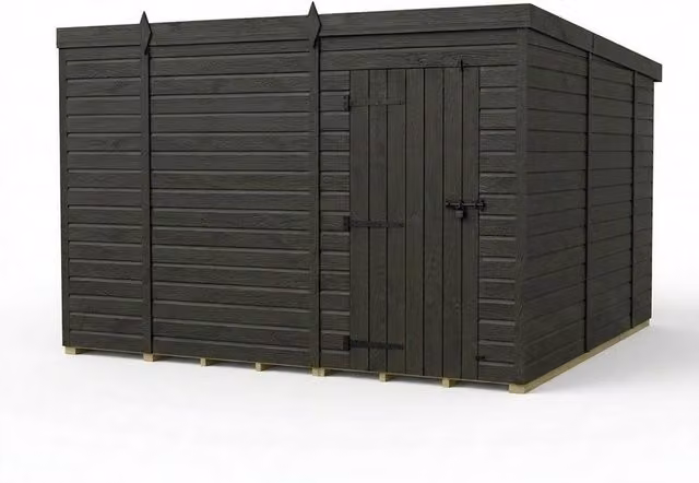 Buttercup Farm Grey Composite Pent Garden Shed with Single Door, W: 305 cm, D: 305 cm, H: 210 cm – 1