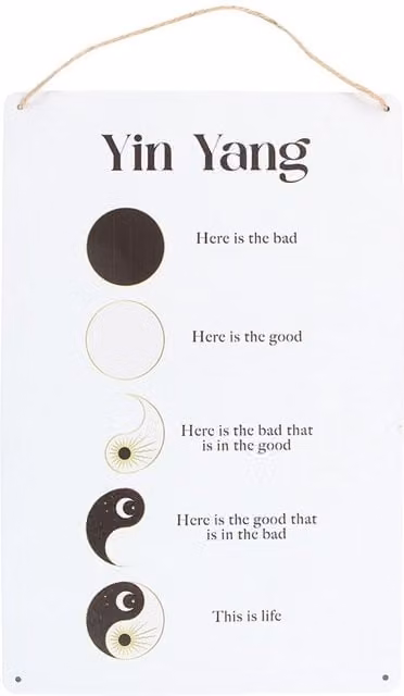 Kingsbury Gifts Yin Yang Round Metal Hanging Wall Plaque in White